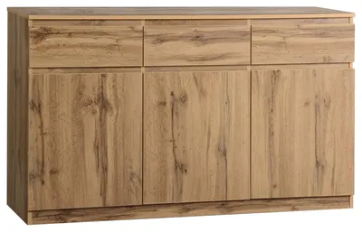 Image de Buffet effet bois naturel 3 portes et 3 tiroirs 135x40x81cm