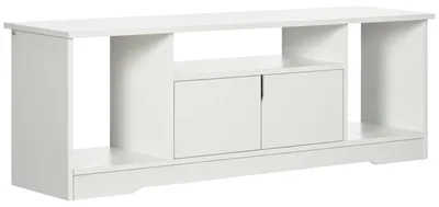 Image de Meuble TV - Meuble de télévision - Console TV - Meuble téléviseur - Meuble multimédia - Blanc - Design compact - Panneau de particules