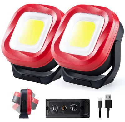 Produktbild von LED Arbeitsleuchte magnetisch 1000 Lumen, wiederaufladbare COB Werkstattlampe mit 42 LEDs, 180° schwenkbar für Auto Reparatur, Camping und Notbeleuchtung