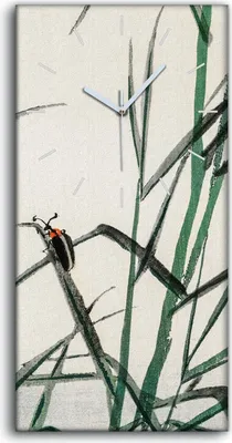 Produktbild von Leinwand Uhr Küche Wohnzimmer Bild 30x60 Malerei Asiatische Zweige Insekten - weiße Hände