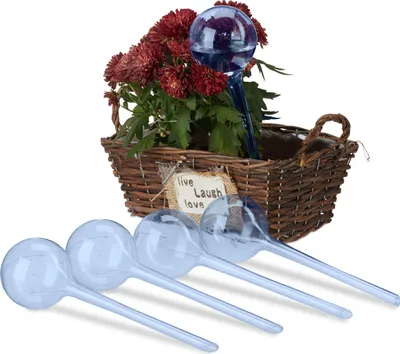 Immagine prodotto di Sfere di irrigazione Relaxdays, set da 5, sfere di irrigazione per piante, 250 ml ciascuna, plastica, sfera di irrigazione, A x P: 28 x 8 cm, blu