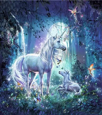 Produktbild von Diamant-Mosaik „Einhorn im Zauberwald“ NO-1004950