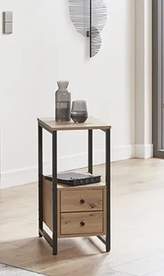 Produktbild von Beistelltisch >37479< in eiche, schwarz - 30x63x40cm (BxHxT)
