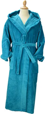 Image de A&R 029.50 | DeLuxe Velour Bathrobe with hood - Peignoir - Couleur : Deep Blue - Taille : L/XL