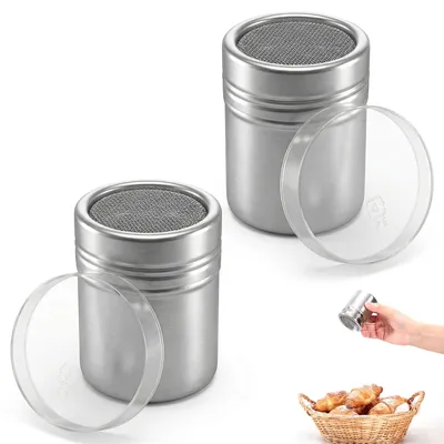 2er-Set Edelstahl-Puderzuckerstreuer mit Sieb und Deckel