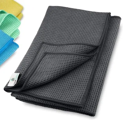 Produktbild von ELEXACLEAN Mikrofaser Trockentuch, Premium Waffeltuch (2 Stück, 60x40 cm, Anthrazit) superweiche Qualität für Auto, Glas, Küche, Geschirr, Bad