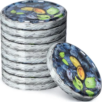 Obrázek produktu pro Sada kovových zavařovacích víček KADAX "Valsta", se 4 nacvakávacími zuby, švestky, 66 mm, 10 kusů