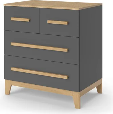 Zdjęcie produktu dla Komoda Vitalispa Malia Szary 80 x 88 cm z 4 szufladami, Model 52182