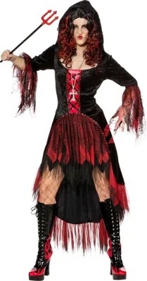 Produktbild von Kleid schwarz-rot mit Kapuze, Größe:38/40