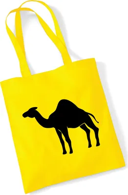 Produktbild von Huuraa Jutebeutel Dromedar Kamel Silhouette 10 Liter Yellow Baumwolle Tasche Geschenkidee