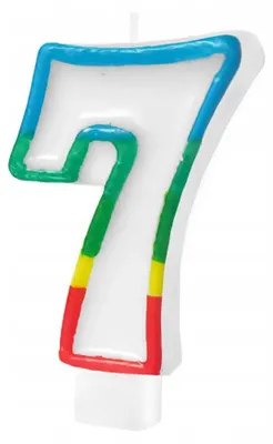 Produktbild von PartyPal Geburtstagskerze Ziffer 7 mit farbigem Rand 8,5cm