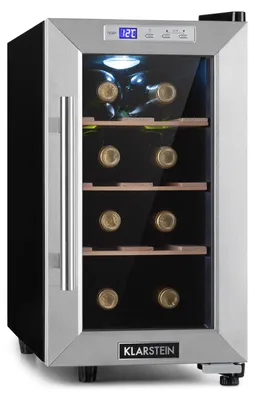 Produktbild von Klarstein Weinkühlschrank, Getränkekühlschrank Schmal, 1 Zone Kühlschrank mit Glastür, Outdoor GetränkekühlschränkeFreistehend, Weinkühlschrank Klein, Kühlschrank mit UV-Schutz, 11-18°C, 6 Flaschen