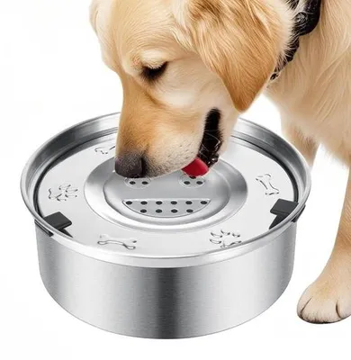 Produktbild von Luziyun Edelstahl-Hundenapf 1 l – Auslaufsicher mit rutschfestem Boden | Slow Feeder für Reisen, große Hunde und schlürfende Trinker | Spülmaschinenfest (1 l)