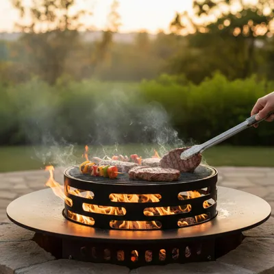 Produktbild von Oleio BBQ Design Wokaufsatz für Feuerplatte | Grillring | Plancha | Grillplatte Wokkrone Krone für alle Feuerplatten mit 25cm Feuerloch