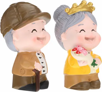 Produktbild von 2-teilige Harzfigur eines Großelternpaares für Kuchen- und Heimdekoration bei Hochzeit, Jubiläum und Valentinstag
