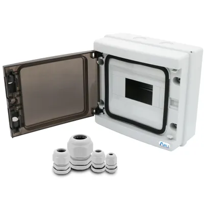 Produktbild von ARLI Sicherungskasten IP65 Aufputz 8 Module mit 40 Kabelverschraubungen M12–M25 – Feuchtraum Verteiler Set