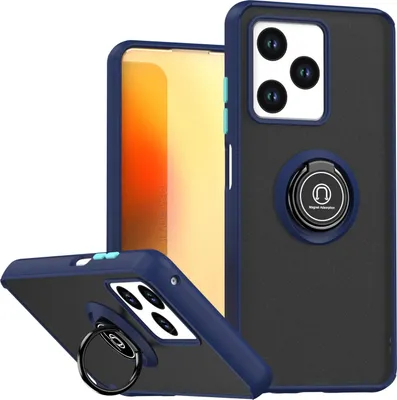 Produktbild von Hülle für ZTE Blade V30 Matte Transluzent TPU Stoßfest Schutzhülle mit Ring Halter Ständer Blau