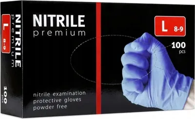 Image de Gants en nitrile PREMIUM non poudrés [L] 100 pièces bleu