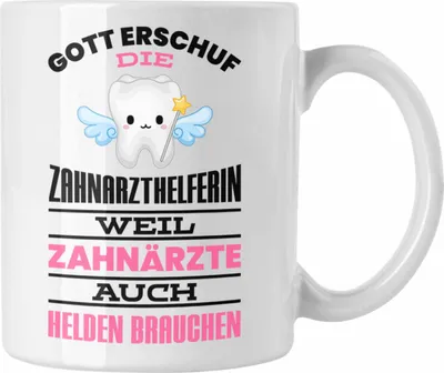 Produktbild von Trendation - Zahnarzthelferin Tasse Geschenk Lustig Zahnarzt Damen Kollegin Geschenkidee Zahnmedizinische Fachangestellte (Weiß)