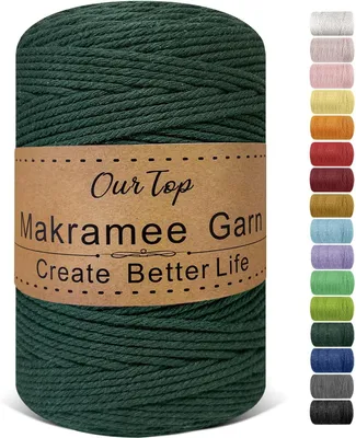 Zdjęcie produktu dla Nici do makramy, 3 mm x 300 m, ciemnozielone, do rękodzieła