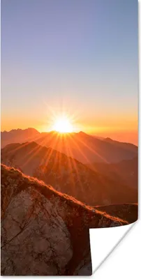 Produktbild von MuchoWow® Poster Berg - Landschaft - Sonne 60x120 cm - Wandschmuck