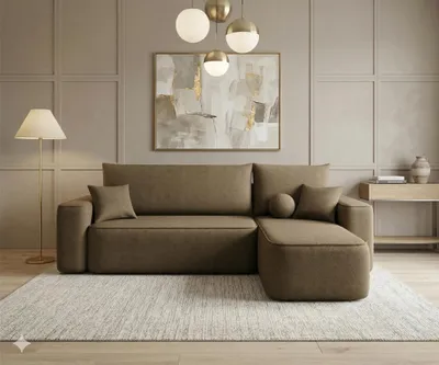 Produktbild von CORNERO Ecksofa TEXAS mit Schlaffunktion Couch in L-Form mit Stauraum Eckcouch mit Bettkasten Sofa in L-Form Braun Ottomane rechts