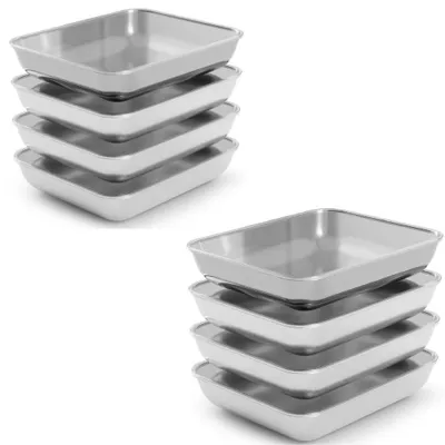 Obrázok produktu pre Nerezové nádoby na potraviny – nádoby do chladničky a mrazničky – 8-dielna sada – s viečkom – obedár Bento 25×20×5 cm