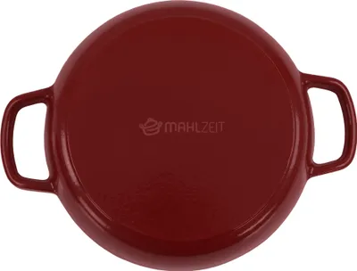 Produktbild von Mahlzeit Gusseisen Brottopf Set emailliert, 6,4 Liter, Dark Cherry, mit Brotschlinge und Untersetzer