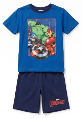 Produktbild von Marvel Avengers Jungen Schlafanzug Pyjama Shirt Shorts - Hellblau, 128