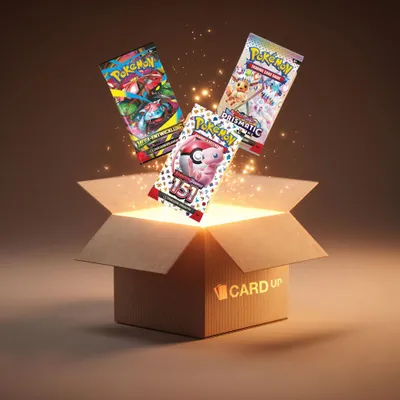 Produktbild von Pokémon Booster Set – 3x  deutsche Boosterpacks (zufällige Sets) + Card-Up Überraschung