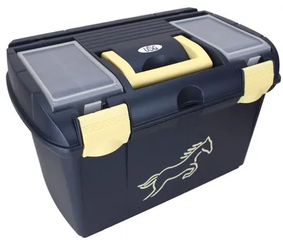 Immagine prodotto di USG Cassetta per la pulizia blu scuro metallizzato e beige - Cassetta per la pulizia del cavallo