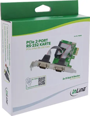 Produktbild von InLine 76619F, PCIe, Seriell, Männlich, PCIe 2.0, RS-232, 9-polig, PC