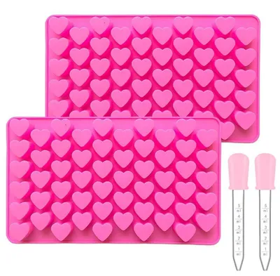 Obrázok produktu pre 2 ks silikónová forma srdiečka s 2 pipetami, mini forma na pralinky pre čokoládu a želé, bez BPA