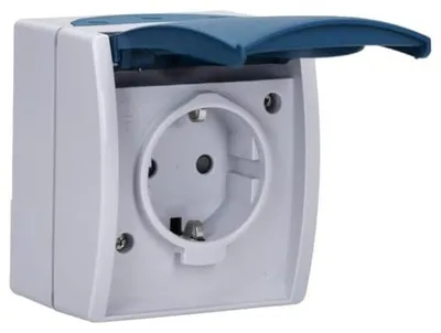 Produktbild von Busch-Jaeger 2083-0-0842, CEE 7/3, 2P+E, Blau, Weiß, IP44, 250 V, 16 A