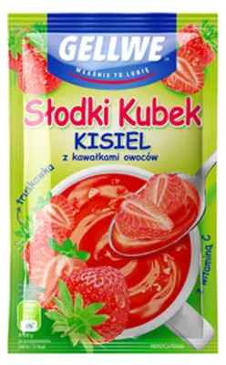 Image de GELLWE Kisiel sucré avec morceaux de fruits goût fraise 28 g x 30 pièces