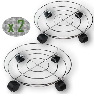 Image de Supports de pots avec roulettes (lot de 2)