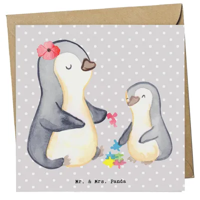 Produktbild von Mr. & Mrs. Panda Grußkarte Sozialpädagogin Herz - Grau Pastell - Geschenk, anlasskarte, doppelkarte, faltkarte, Glückwunschkarte, Klappkarte