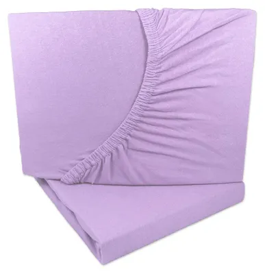 Produktbild von 2er Set Jersey Spannbettlaken Flieder / hell Lila 90x200 - 100x200 cm 100% Baumwolle