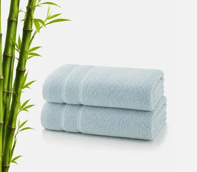 Produktbild von Bambus Handtücher 2er Set, 450 g/m², 50 % Viskose aus Bambus, 50 % Baumwolle,70 cm x 140 cm,hellblau