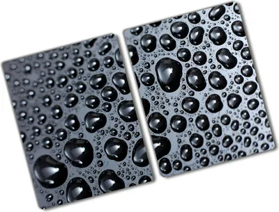Produktbild von Tulup Glas Herdabdeckplatte - 2x40x52 cm - Glaskeramikkochfeld-Abdeckung Spritzschutz Glasabdeckplatte Kochplattenabdeckung und Schneidebrett - Zweiteilig - Sonstige - Wassertropfen - Schwarz