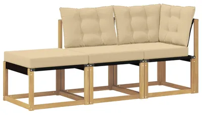 Image de Ensemble de canapés modulaires vidaXL avec coussins (3 pièces), blanc
