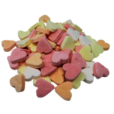 Produktbild von Traubenzucker Glücksherzen Hearts süße Herzen mit Botschaft 1000g