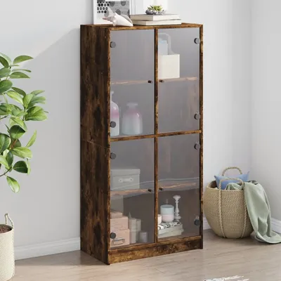 Obrázok produktu pre vidaXL Vysoká doska s dvierkami údený dub 68x37x142 cm materiál na báze dreva
