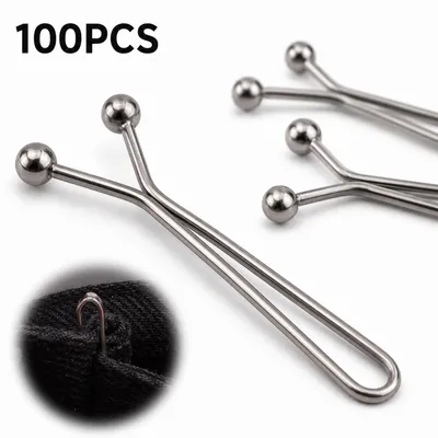 Produktbild von 100 Stück Hose Enger Machen Clip, Verstellbare Hosenbund Enger Machen, Hosen Taillenspanner Kein Nähen, für Jean Rock T Shirts,Silber