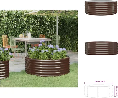 Immagine prodotto di vidaXL Letto rialzato in acciaio verniciato a polvere 100x100x36 cm Marrone - Vasi da fiori e fioriere