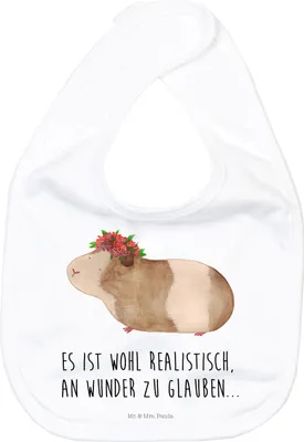 Produktbild von Mr. & Mrs. Panda Lätzchen Meerschweinchen Weisheit - Weiß - Geschenk, Sabber, Tiere, Baumwolle, Motivation, Wunderland, Babylätzchen, Spruch, Wunder, Für Babys