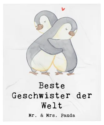 Produktbild von Mr. & Mrs. Panda Decke Pinguin Beste Geschwister der Welt - Weiß - Geschenk, Geburtstag, Bettdecke, Plaid, Schwester, Schwestern, Geschenkidee, Bruder, Familie