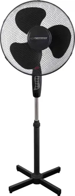 A black Esperanza brand standing fan is shown against a white background.