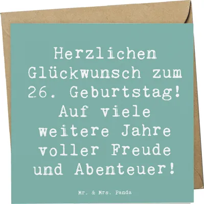 Produktbild von Mr. & Mrs. Panda Grußkarte Spruch 26. Geburtstag - Meeresbrise - Geschenk, faltkarte, Freude, doppelkarte, Glückwunschkarte, Alter, anlasskarte, Happy Birthday