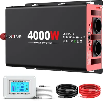 Imagen del producto de Convertidor de 12V a 230V - Convertidor de voltaje - Convertidor de corriente - Convertidor de corriente continua (DC) a corriente alterna (AC) - Convertidor para automóvil